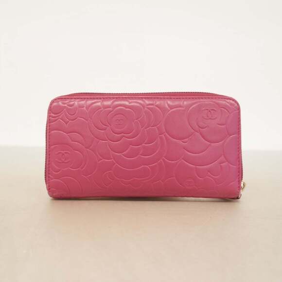 Chanel long wallet, Camellia design, lambskin, pink champagne, women's. - Picture 14 of 15